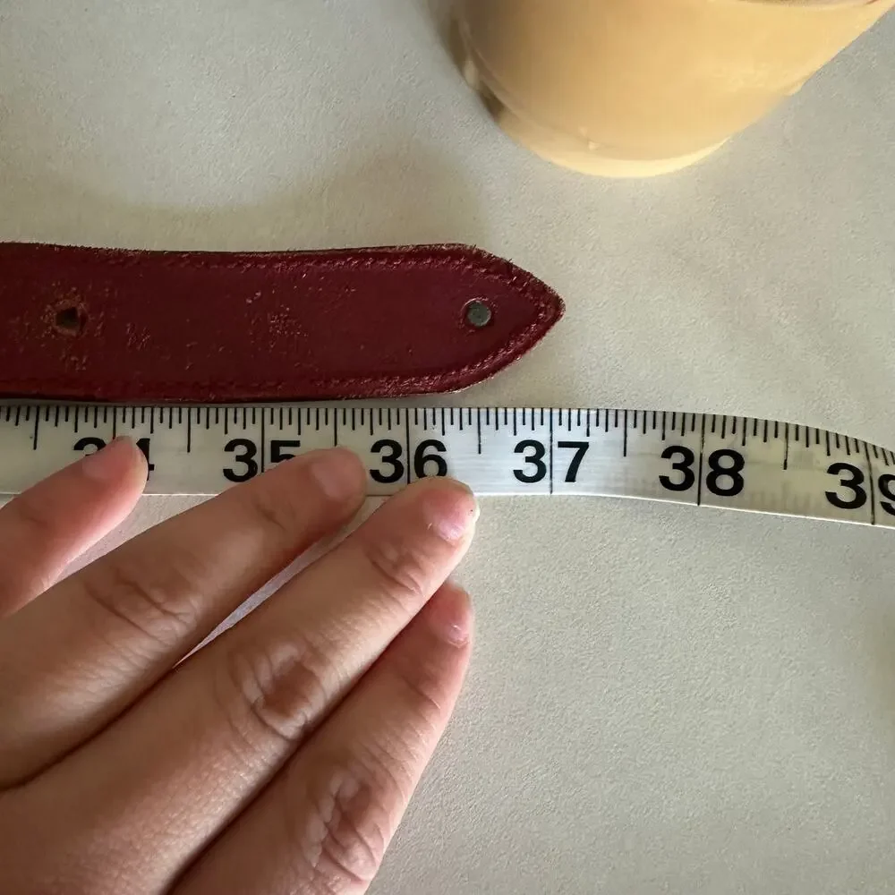 Vintage red leather with metal hearts
